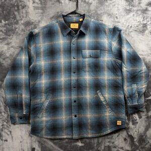 Red Head Ranch Shirt Jacket Mens XL Blue Plaid Quilted Flannel Snap Front Lined
